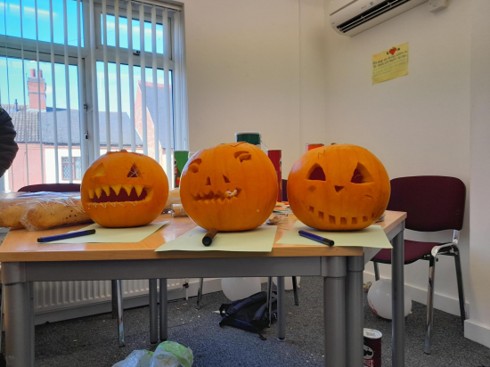 Pumpkins carved by the Young People